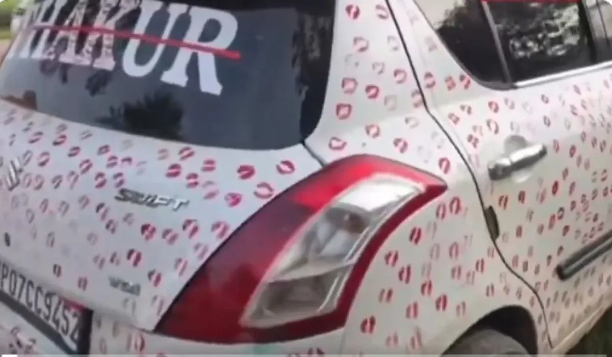Gwalior Kissing Car Viral Video ( credit social media)