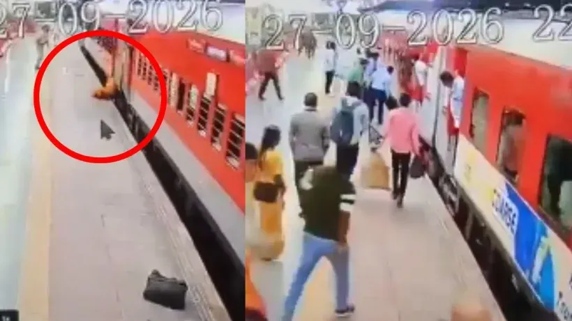 Woman Falls Under Moving Train