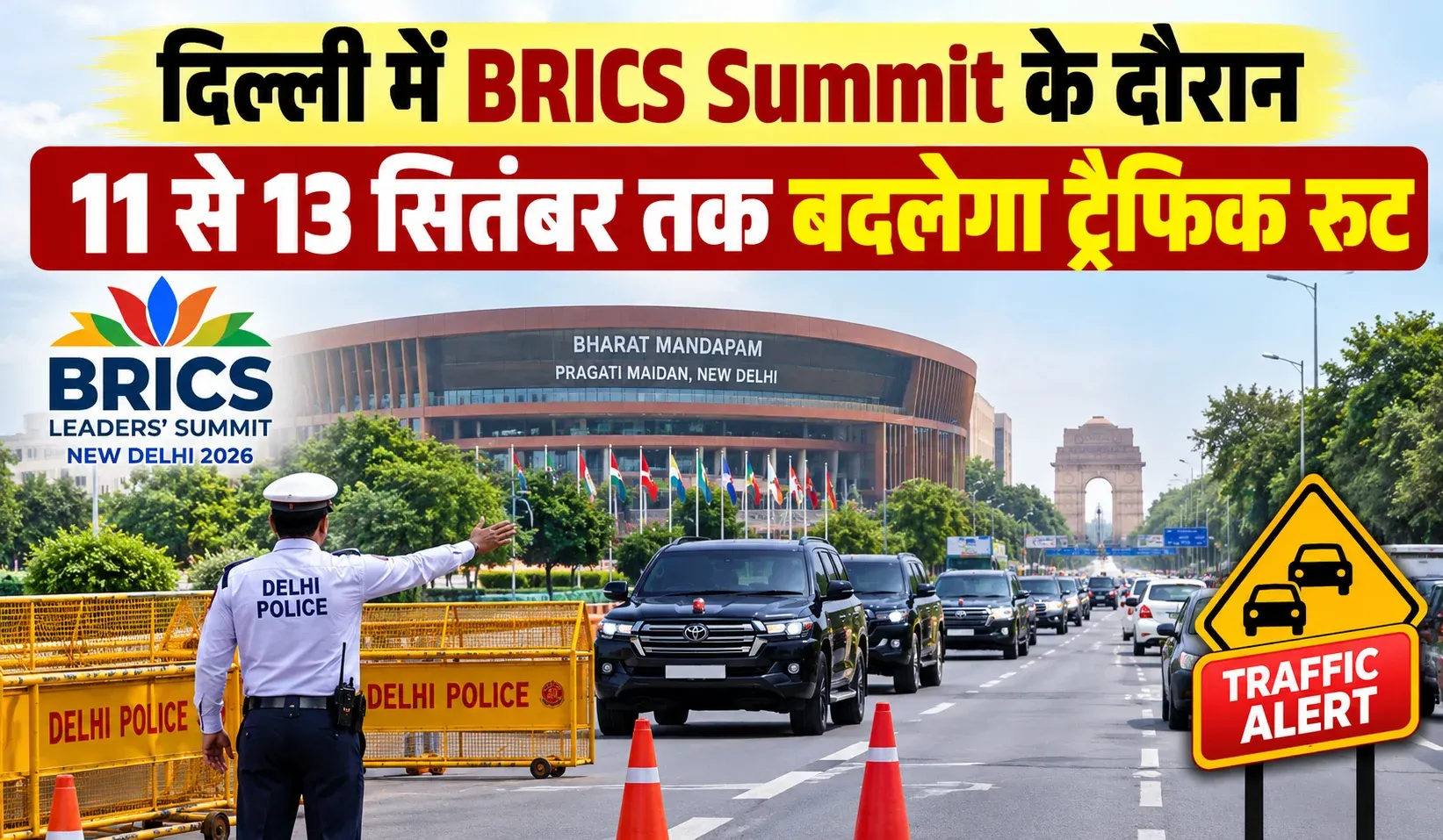 BRICS Summit Delhi Traffic Advisory (credit AI genreted)