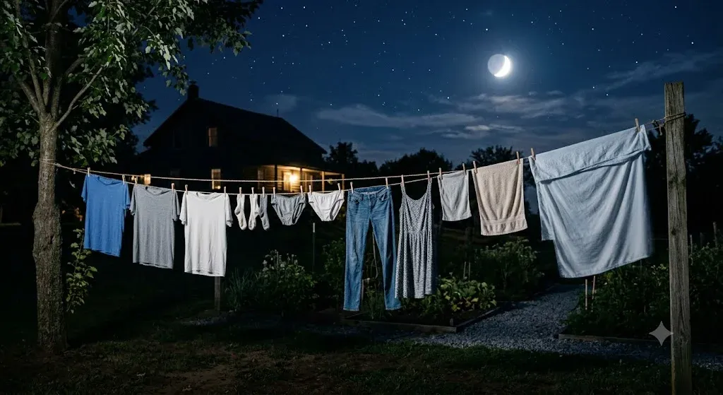 Drying clothes at night at Vastu