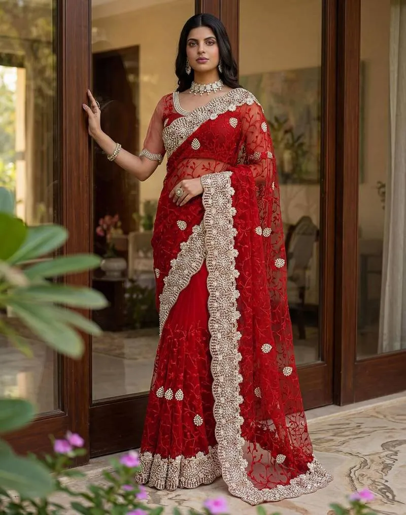 red saree designs for navratri( SOURCE: Social Media)