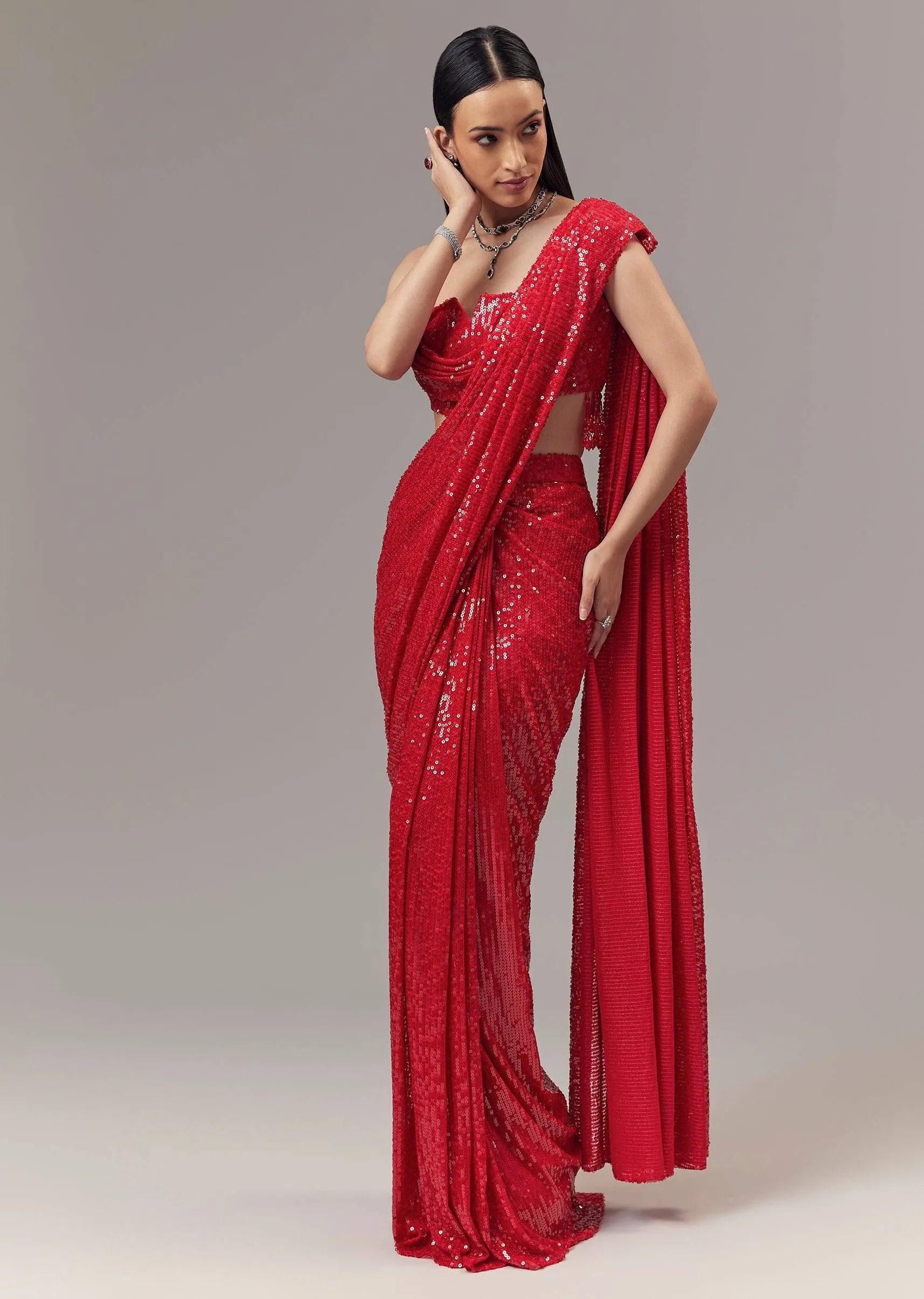 red saree designs for navratri