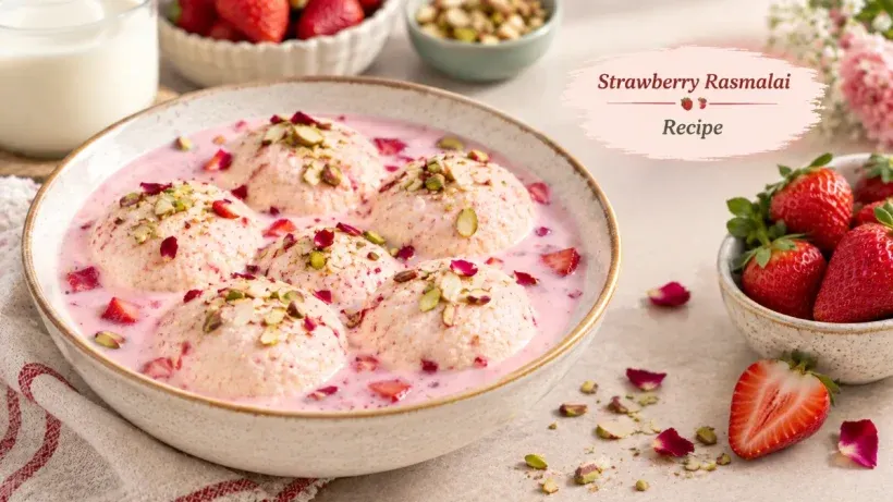 Strawberry Rasmalai Recipe