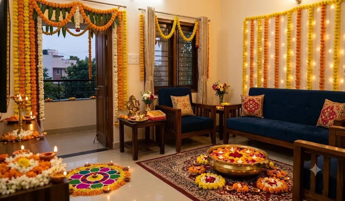 diwali living room decoration