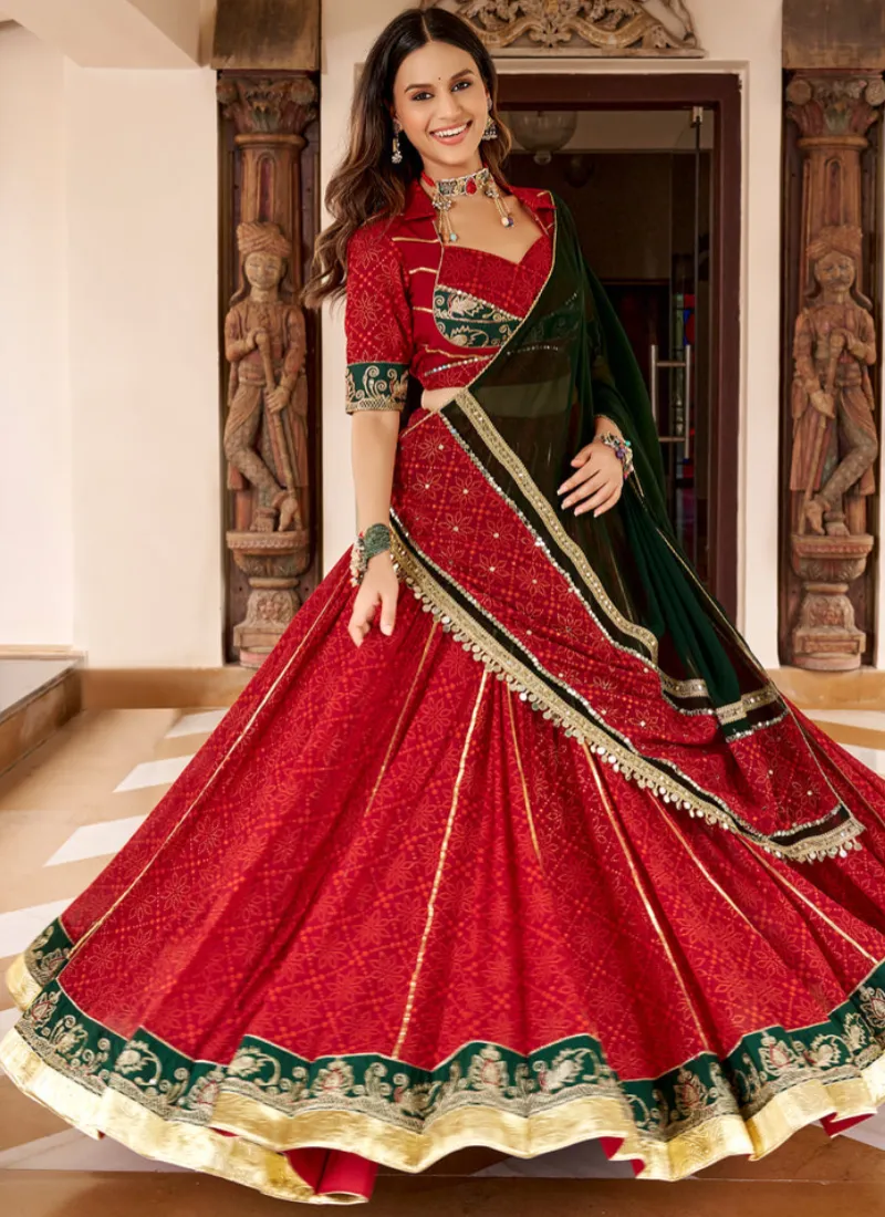 Red Lehenga Saree Design For Karwa Chauth