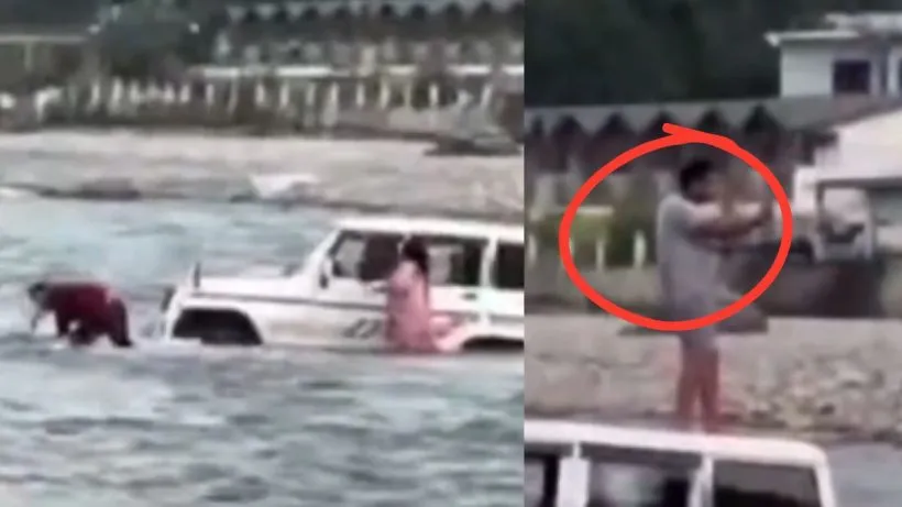 Bolero Car Stuck in River (credit social media)