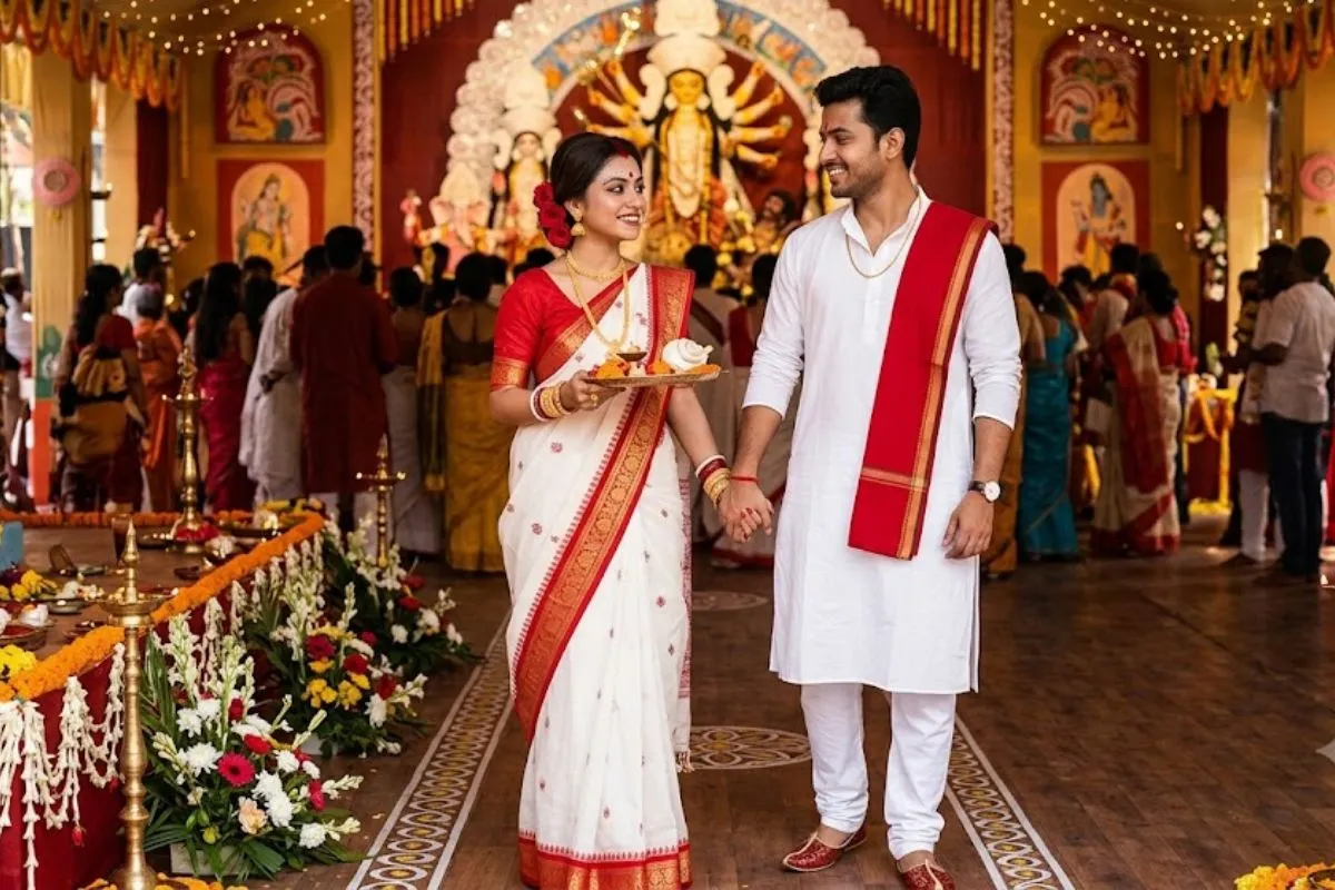 Couple Outfit Ideas for Durga Puja